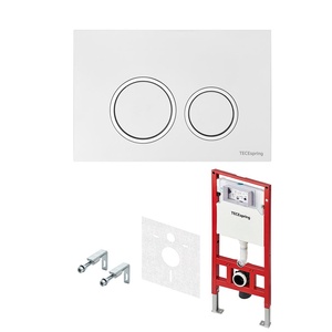 К-т д/установки подвесн.унитаза,(застен.модуль, крепёж, прокладка звукоиз,панель 2-го смыва пластик цв.БЕЛЫЙ глян.,контур клавиш хром),TECEspring R XX