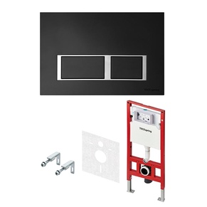 К-т д/установки подвесн.унитаза,(застен.модуль, крепёж, прокладка звукоиз, панель 2-го смыва пластик цв.ЧЕРНЫЙ мат.,контур клавиш хром), TECEspring V