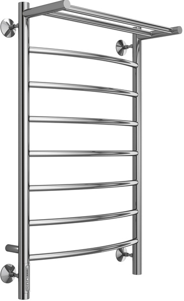 Полотенцесушитель электрический 500*850 мм, П8, с полкой, подключение справа, скрытая проводка+ кабель-вилка