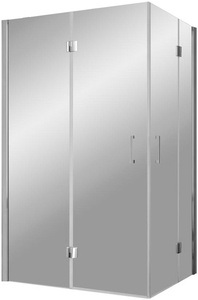 Душевое ограждение AFA-F 90x100x190 см, правое, угловое прямоугольное, двери распашные, профиль глянцевый хром, стекло шиншилла ZZ