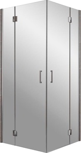 Душевое ограждение AFA-Lux 100x100x1995, двери распашные, профиль матовый хром, стекло прозрачное, БЕЗ покрытия ZZ