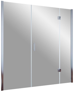 Дверь в нишу AFP-F 170x190 см, правая, одностворчатая распашная, с двумя неподвижными элементами, профиль матовый хром, стекло прозрачное ZZ