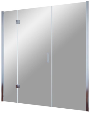 Дверь в нишу AFP-F 220x190 см, левая, одностворчатая распашная, с двумя неподвижными элементами, профиль матовый хром, стекло прозрачное ZZ