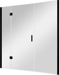 Дверь в нишу AFP-F 180x190 см, левая, одностворчатая распашная, с двумя неподвижными элементами, профиль черный, стекло прозр, ZZ