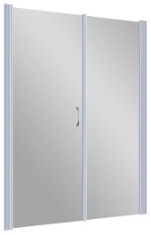 Дверь в нишу EP-F-2, 120*190 см, левая, распашная с неподвижным элементом, профиль матовый хром, стекло прозрачное ZZ