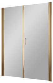 Дверь в нишу EP-F-2, 140x190 см, правая, распашная с неподвижным элементом, профиль бронза, стекло прозрачное с покрытием QuickNano ZZ