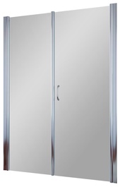 Дверь в нишу EP-F-2, 130x190 см, правая, распашная с неподвижным элементом, глянцевый хром, стекло прозрачное, ZZ