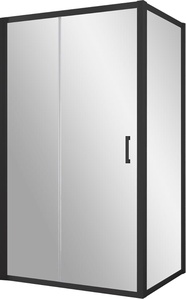 Душевое ограждение ZP+ZPV, 120*90*1900 мм, профиль черный матовый, стекло прозрачное, БЕЗ поддона ZZ