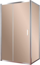 Душевое ограждение ZP+ZPV, 100*100*1900 мм, профиль глянцевый хром, стекло бронза, БЕЗ покрытия ZZ