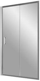 Дверь в нишу ZP (knob), 140x190 см, двухсекционная раздвижная, профиль матовый хром, стекло прозрачное ZZ