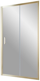 Дверь в нишу ZP, 140*190 см, двухстворчатая раздвижная, профиль  золото, стекло прозрачное с покрытием QuickNano ZZ
