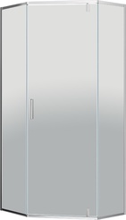 Душевой уголок 900х900хh2000мм, 5-ти угольный, распашная дверь правая/левая, с 2 неподвижн. сегмент, (стекло прозр.6мм, фурнит. цв.хром), Slim-U ZZ